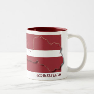 Caneca De Café Em Dois Tons Escritura de MAPA de FLAG LETÓNIA Personalizada