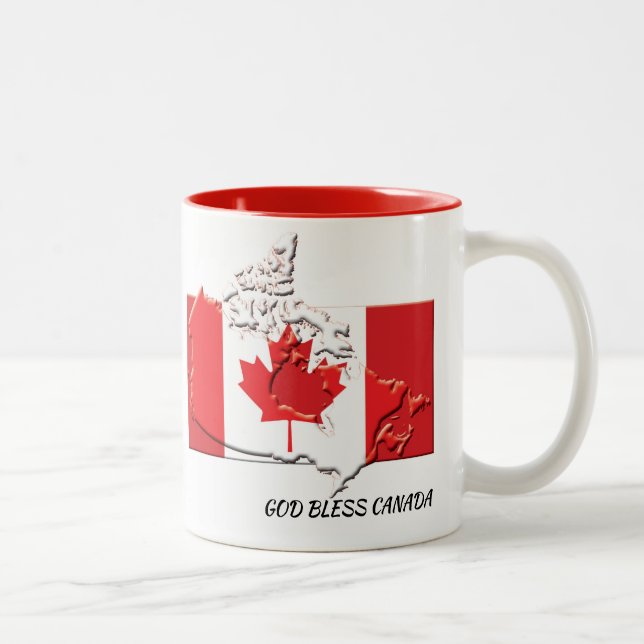 Caneca De Café Em Dois Tons Escritura de MAPA FLAG CANADA Patriótica Personali (Direita)
