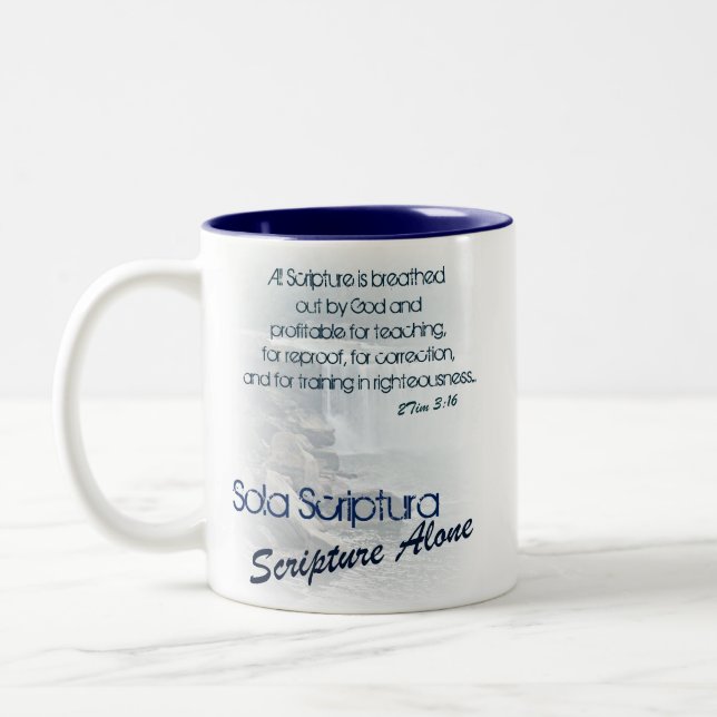Caneca De Café Em Dois Tons Escritura de Sola Scriptura/apenas (Esquerda)