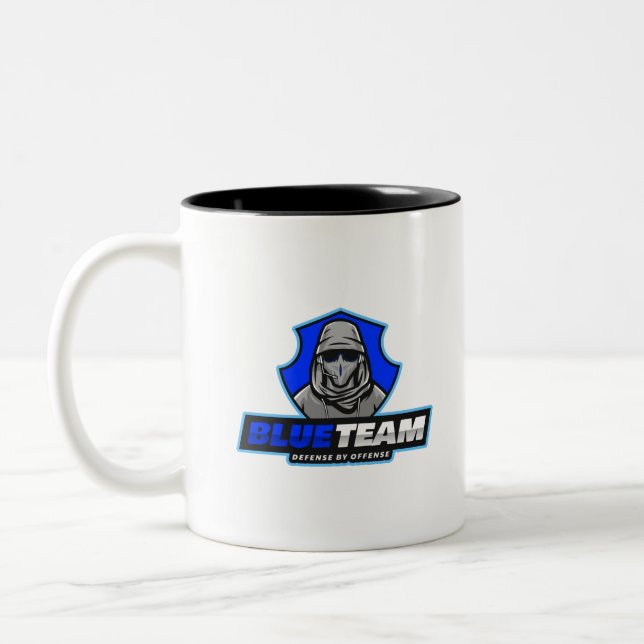 Caneca De Café Em Dois Tons Escudo da equipe azul da Cyber Security (Esquerda)