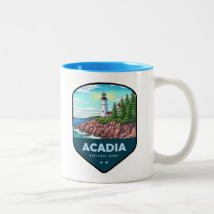 Caneca De Café Em Dois Tons Escudo do Parque Nacional Acadia
