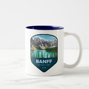 Caneca De Café Em Dois Tons Escudo do Parque Nacional Banff
