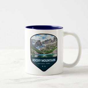 Caneca De Café Em Dois Tons Escudo do Parque Nacional Montanhas Rochosas