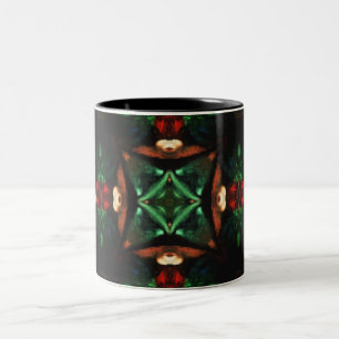 Caneca De Café Em Dois Tons Esmeralda verde âmbar linda arte geométrica