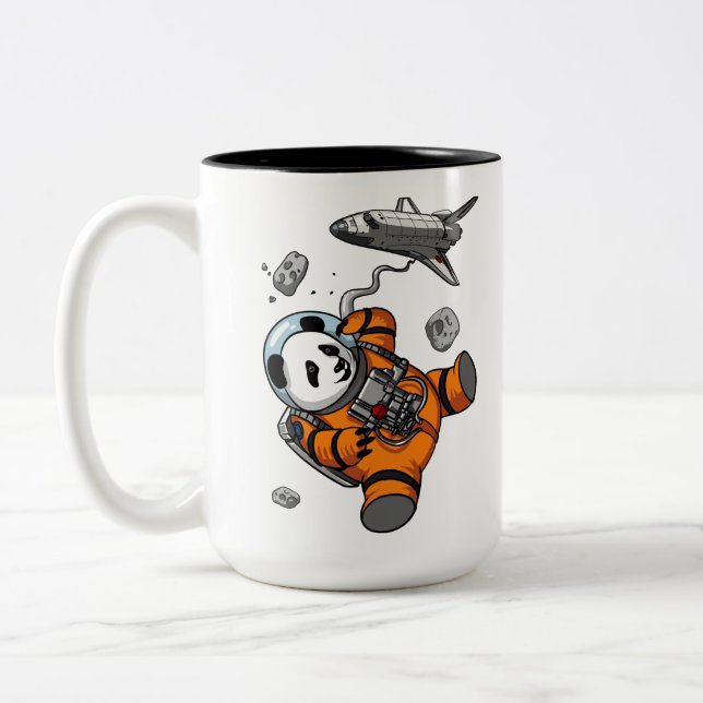 Caneca De Café Em Dois Tons Espaço Panda Bear Astronauta Galáxia Cosmic Animal (Esquerda)