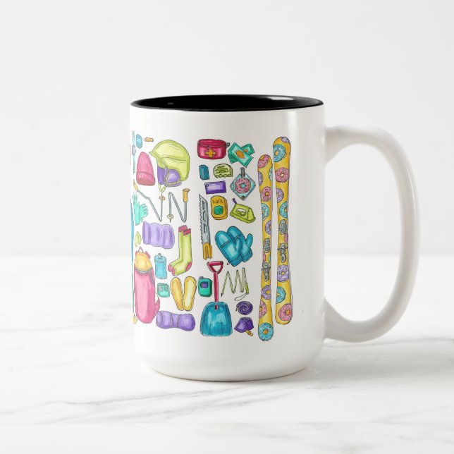 Caneca De Café Em Dois Tons Espalhamento de Gear Pika de Pele Ilustrado (Direita)
