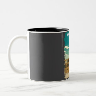 Caneca De Café Em Dois Tons Espanha Valencia Vintage Poster de viagens Retroa