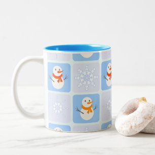 Caneca De Café Em Dois Tons Espelho de neve e flocos de neve com verificação d