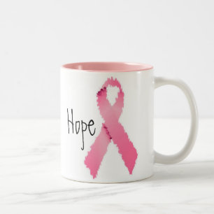 Caneca De Café Em Dois Tons Esperança cor-de-rosa pintada da fita