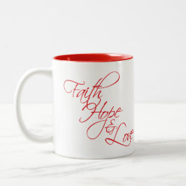 Caneca De Café Em Dois Tons Esperança e amor da fé --Os três grandes presentes