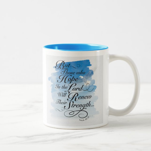 Caneca De Café Em Dois Tons Esperança no Senhor - Isaiah 40 (Direita)