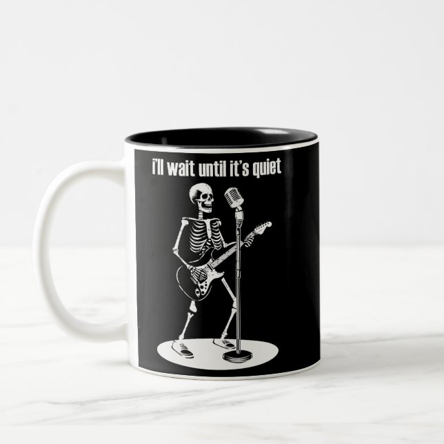 Caneca De Café Em Dois Tons Esperarei até que seja um guitarra esquelética sof (Esquerda)