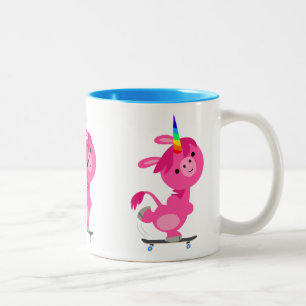 Caneca De Café Em Dois Tons Espetáculo de Cartoon de Skateboard Cute Unicorn