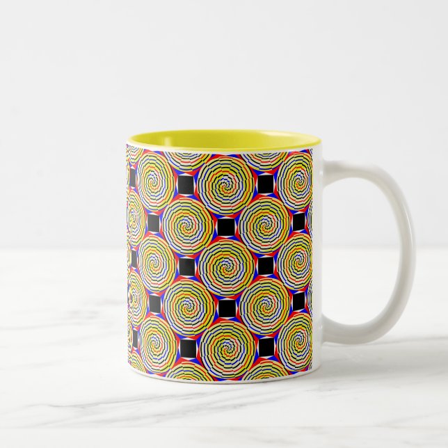 Caneca De Café Em Dois Tons Espirais amarelos de Kenneth Yoncich (Direita)
