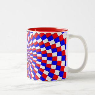Caneca De Café Em Dois Tons Espiral Azul Branco Vermelho por Kenneth Yoncich
