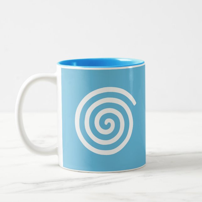 Caneca De Café Em Dois Tons Espiral Branco no Turquesa (Esquerda)