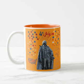 Caneca De Café Em Dois Tons Espírito Americano Brilho laranja