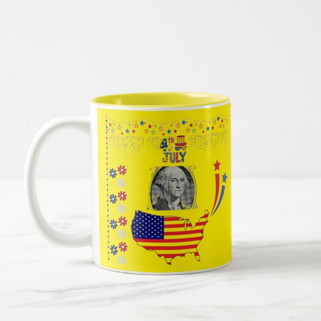 Caneca De Café Em Dois Tons Espírito da independência americana amarelo (Esquerda)