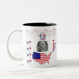 Caneca De Café Em Dois Tons Espírito da independência americana branco