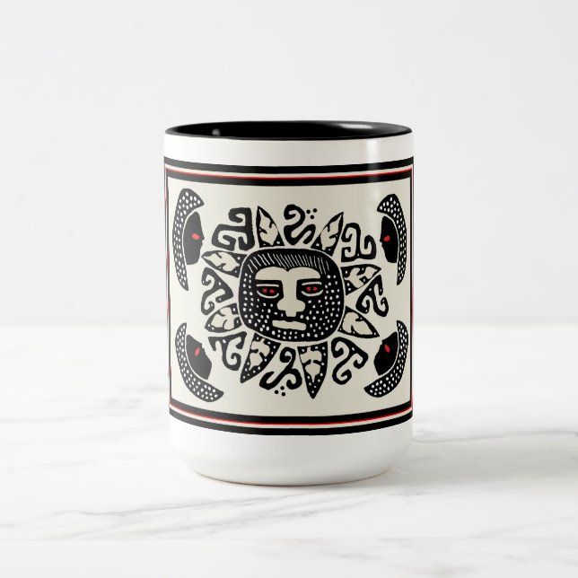 Caneca De Café Em Dois Tons Espírito solar tribal indiano (Centro)