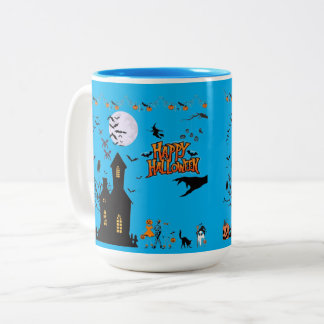 Caneca De Café Em Dois Tons Espíritos Rastejantes de outubro azul