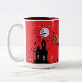 Caneca De Café Em Dois Tons Espíritos Rastejantes de Outubro vermelho brilhant