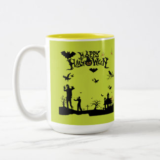 Caneca De Café Em Dois Tons Espíritos Sombrios em Ascensão limão