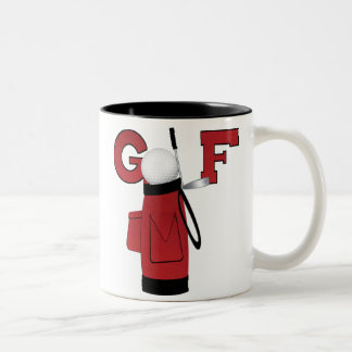 Caneca De Café Em Dois Tons Esportes do golfe com saco vermelho
