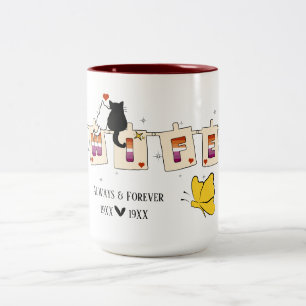 Caneca De Café Em Dois Tons Esposa da Bandeira Lésbica Sunset Sempre & Eternam