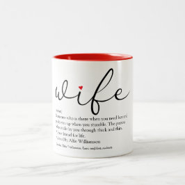 Caneca De Café Em Dois Tons Esposa Definição Red Heart Black and White Script