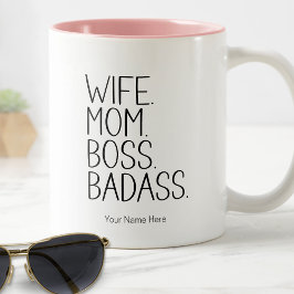 Caneca De Café Em Dois Tons Esposa Mãe Chefe Badass Engraçado Dizendo Humor À 
