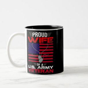 Caneca De Café Em Dois Tons Esposa Orgulhosa De Um Veterano Do Exército Dos Es