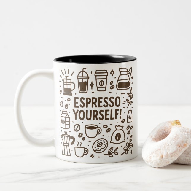 Caneca De Café Em Dois Tons Espresse-Se! (Com Donut)
