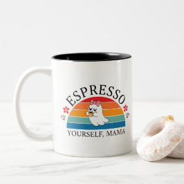 Caneca De Café Em Dois Tons Espresso - Mama - Retro Rainbow Ghost