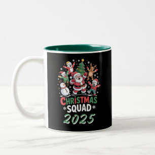 Caneca De Café Em Dois Tons Esquadrão de Natal Personalizado Família Papai Noe