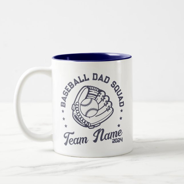Caneca De Café Em Dois Tons Esquadrão de Pai de Baseball Personalizado com Núm (Esquerda)