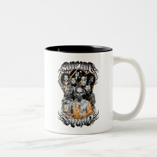 Caneca De Café Em Dois Tons Esquadrão Suicida | Task Force X Tatuagem Tribal (Direita)