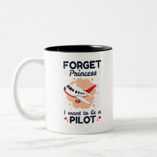 Caneca De Café Em Dois Tons Esqueça Princesa Eu Quero Ser Piloto