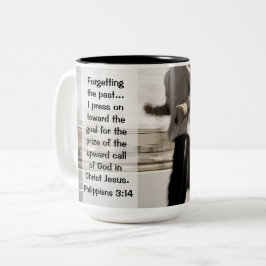 Caneca De Café Em Dois Tons Esquecendo o passado que eu pressiono, Philippians