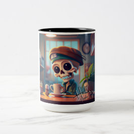 Caneca De Café Em Dois Tons Esqueleto de Halloween nº 2