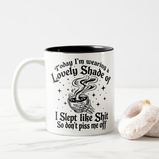 Caneca De Café Em Dois Tons Esqueleto Divertido Citação de Café Sarcasmo  (Com Donut)