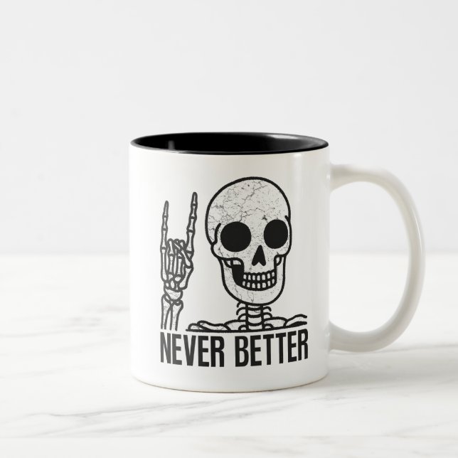 Caneca De Café Em Dois Tons Esqueleto Nunca Melhor (Direita)