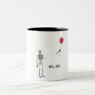 Caneca De Café Em Dois Tons Esqueleto Perdeu Balão, Humor Negro Halloween