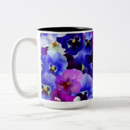 Caneca De Café Em Dois Tons Esquema de Flor Azul
