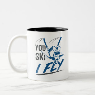 Caneca De Café Em Dois Tons Esqui Aéreo Estilo Livre Esquiador Você Esquece 