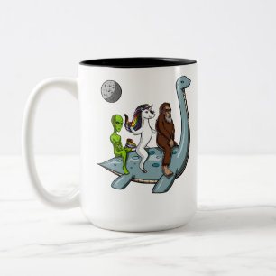 Caneca De Café Em Dois Tons Esqui de água do monstro de Bigfoot Loch Ness da