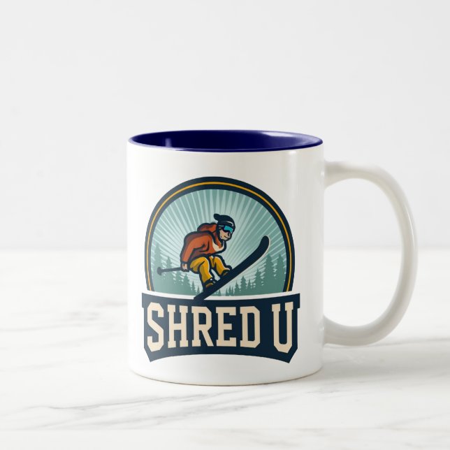Caneca De Café Em Dois Tons Esqui Universitário Shred (Direita)