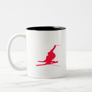 Caneca De Café Em Dois Tons Esqui Vermelho de Neve