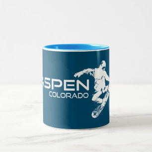 Caneca De Café Em Dois Tons Esquiador de Aspen Colorado