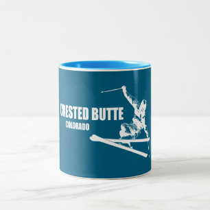 Caneca De Café Em Dois Tons Esquiador de Crested Butte Colorado
